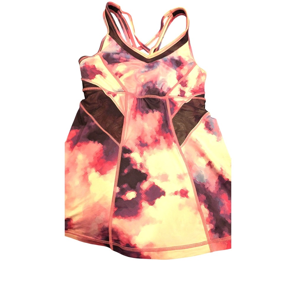 Lululemon Workout‎ Purple White Athleisure Tank Top Cross Back Activewear